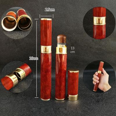 China Custom fancy red portable cigar tube luxury red portable cigar tube fashion cigar tube packaging travel single tube for sale