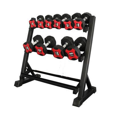 China Indoor Gym Equipment Gym Dumbbell Racks Barbell Rack Adjustable Three Layer Dumbbell Rack for sale