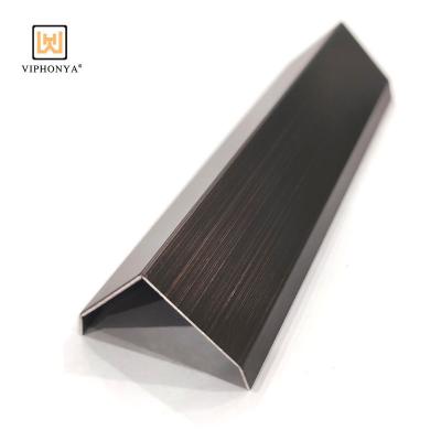 China Viphonya Modern Stainless Steel Profile V Shaped Mirror / Metal Tile Trim Brushed Finish Factory Direct for sale