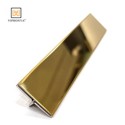 China Modern Modern Style Stainless Steel Tile Edge Trim For Floor Or Wall Edges Decoration T Shape Metal Tile Trim Wall Edge Trim 304 for sale