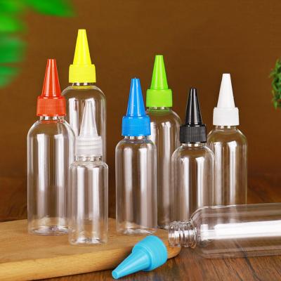 China Household Products Factory Price Spout Cap Bottle Plastic Stain Mouth Transparent Pointed Squeeze Bottle for sale