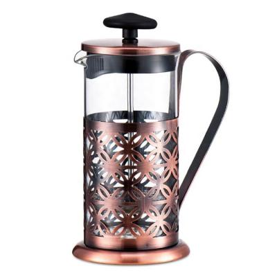 China Amazon Tea Coffee Maker 350ML 2020 Portable Copper Clad French Press Stocked for sale