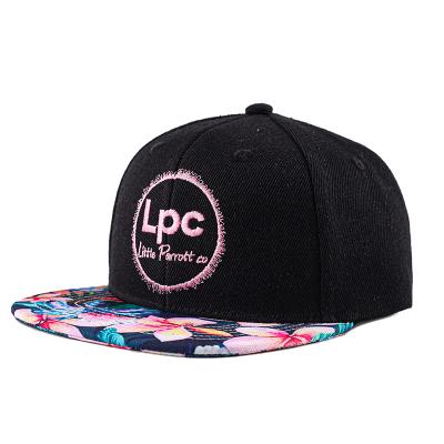 China Custom COMMON Digital Logo Embroidery Brim Hats Snapback Acrylic Hat for sale