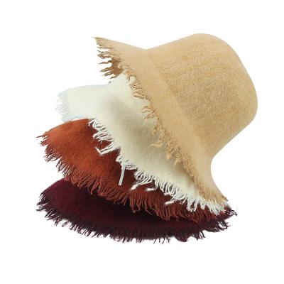 China New Fashion Vintage Women's Felt Hat Hats Caps Wide Brim 100% Wool Warm Felt Hat for sale