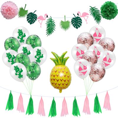 China Hawaiian Cactus Flag Bikini Balloon Decoration Flamingo Party Summer Advertising Birthday Decoration Balloons Set for sale