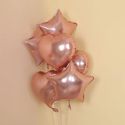 China Gift Toy Decorate 18 wedding gold aluminum movie star rose gold balloon 18 inch heart shape balloon for sale