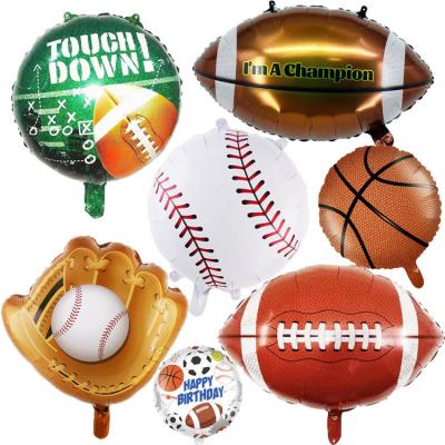 China Foil New Decorated Football Baseball Aluminum Foil Balloon American Football Foil Balloon Party Decorated Balloon 18 Inch for sale