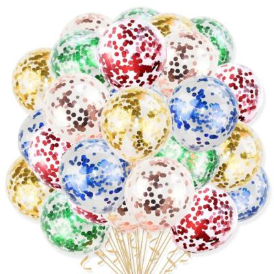 China Gift Toy 12 Inch Round Clear Confetti Ball Rose Balloon Bouquet for sale