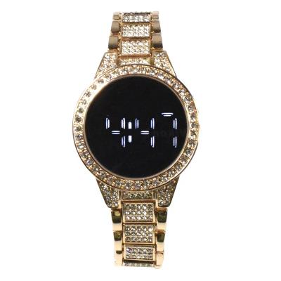 China Non-specific luxury touch screen led watch for lady women diamond bling fake diamond ladies gold chain led watch watches for sale