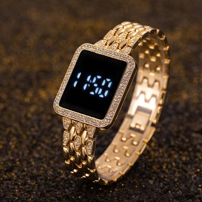 China Auto Date China Made Genuine Fashion Strap Led Watch For Luxury Diamond Bezel Lady Women Watch Electronic Watch for sale