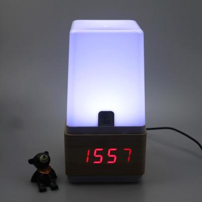 China Best Selling Antique Style Smart Household Digital LED Clock Touch Table Wooden Lamp With LED Alarm Clock for sale