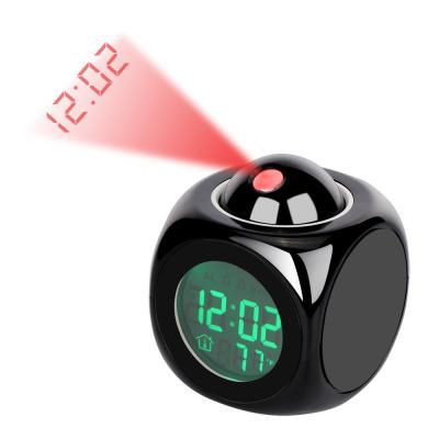 China Antique Style Multifunctional LED Digital Alarm Clock With Voice Speaking LED Projection Temperature Baby Room Night Light Projector for sale