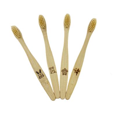 China Disposable Hot Colors Factory Direct Sale Biodegradable Natural Bamboo Toothbrush Children Four Without Toothpaste for sale