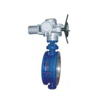 China High Efficiency Hard Seal Three Eccentric Turbine Cast Steel Double Flange Manual Actuated Butterfly Valve DN50-DN2000 for sale