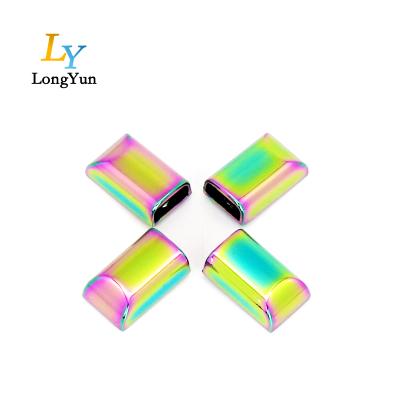 China Zinc Alloy Molded Handbag Metal Zipper Rope Ends Stopper in Iridescent Rainbow Finish for Bag Accessories for sale