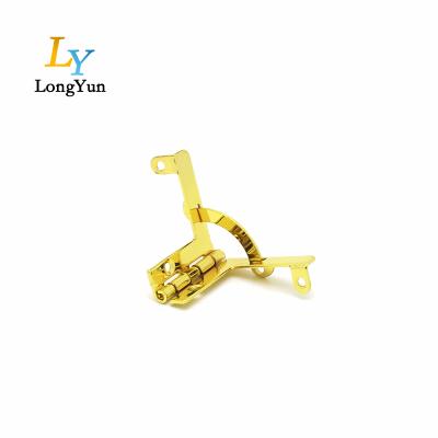 China Guangzhou metal factory sale low price metal box quarter circle decorative gold hinges with widen wings for wooden box for sale