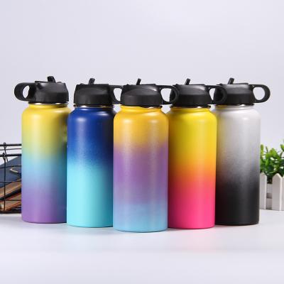 China Business 12oz 32oz 40oz 64ozDouble Wall Water Bottle Stainless Steel Flask Sports Bottle With Handle Lid for sale