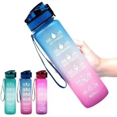 China 2022Amazon Hot Seller Viable Free Tritan Motivational Gym 32oz 1000ml BPA Plastic Water Bottles With Straw And Time Marker for sale