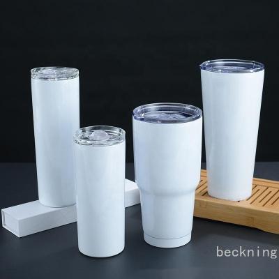 China 2022 PORTABLE New Empty 20oz /30oz Stainless Steel Sublimation Tumbler Straight Cups With White Empty Straws for sale