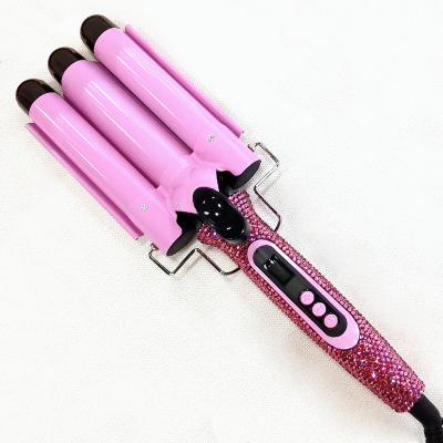 China Salon Beauty Wave Hair Waver Styling Tools Curling Wand Curl Bling Rhinestone Triple Curling Iron for sale