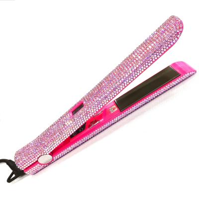 China High quality hot salon fashion hotel flat iron tools bling diamond hair straightener for sale