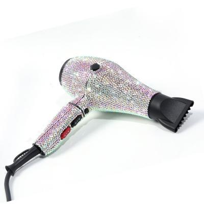 China Hot Selling Ionic Hair Diffuser Dryer DC Motor Hair Dryer 3 High Speed ​​Bling Electric Rhinestone Blow Dryer for sale