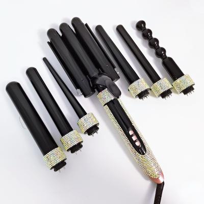 China Newest Salon Beauty Hot Selling Interchangeable 7 in 1 Bling Hair Curler Custom Big Wave Hair Curler Triple Barrel Wave Hair Curler for sale