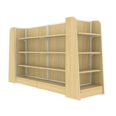 China Single Sided Wooden Supermarket Shelves Display Stand Retail Hot Sale For Grocery Store Shelving for sale