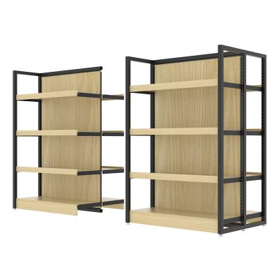 China China Factory Single Sided Good Quality Supermarket Wholesale Metal Wood Shelf for sale