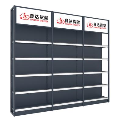 China European style single and double sided mini supermarket gondola retail shelving rack for sale