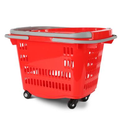 China Mall Supermarket Plastic Shopping Cart With Wheels for sale