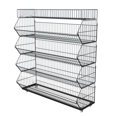 China 5 Tiers White Double Sided High Quality Supermarket Wire Basket Storage Shelving Shelves for sale