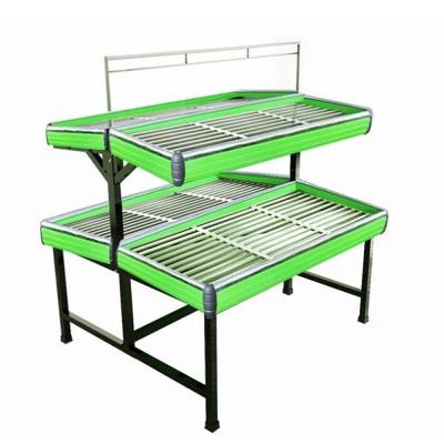 China Customized double sided supermarket iron fruit and vegetable display rack for sale