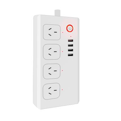 China Easy Type Tuya zigbee 4 USB 4 Outlet Room Power Strips Support Google Voice Setup AU Auxiliary Control for sale