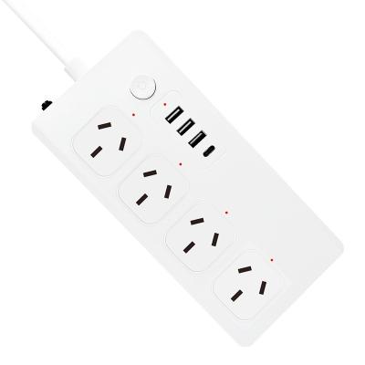 China Flame Retardant ABS SAA ROHS Commercial Socket Extension Type C Input 240V Voltage Surge Protector Smart PD Power Strip for sale