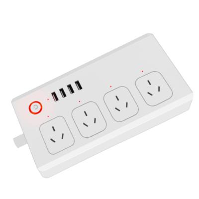 China Residential / General Purpose SAA Approved AU 4 Outlets & 4 USB Ports Smart WiFi Power Strip Compatible with Alexa & Google Assistant for sale