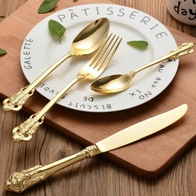 China 2019 March Best Viable Selling Golden S-S Camping Spoon Knife Royal Fork/Hot Selling Flatware Sets for sale