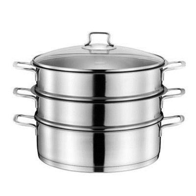 China Sustainable Hot-selling Double-Ply Stainless Steel Steamer Cooking Pot 32cm for sale