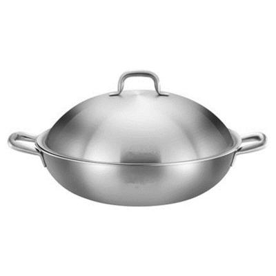 China Sustainable Functional Stainless Steel Wok Professional Uncoated Cooking Wok 36cm for sale