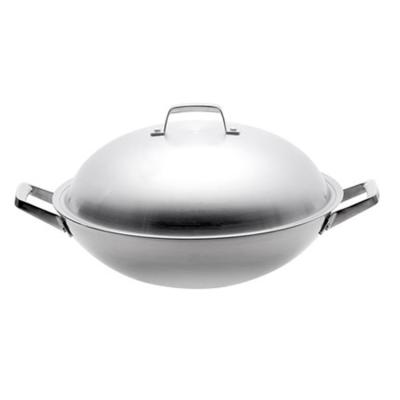 China Sustainable Commercial Stainless Steel Stir Fry Wok Professional Cooking Wok 15 Inch 40cm for sale