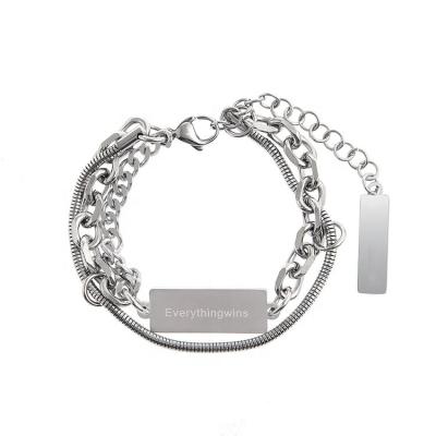 China Snake punk titanium steel bone bracelet double-layer design niche direct-selling hip-hop square spiky bracelet for sale