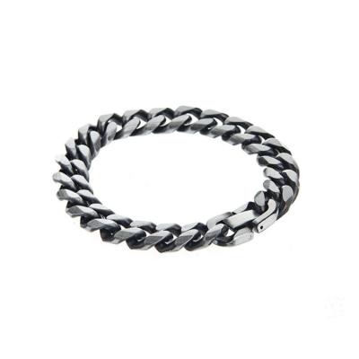 China American Cuban Titanium Steel Personality Bangle Hiphop Hiphop Wild Men's Polished Antique Silver Bracelet and Women's Stainless Steel Bracelet for sale