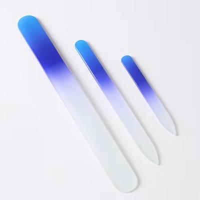 China Blue OEM Eco-friendly Custom Printed Crystal Nail File Private Label Good Quality Double Side Glass Nail File for sale