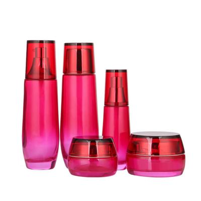 China Luxury Glass Bottle Cosmetic Essential Cream Personal Care Oil Pump Jar Face Cream Glass Bottle for sale