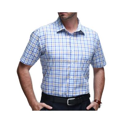 China Anti-Shrink wholesale custom resort check casual dress 100% cotton summer short sleeve men's shirt for sale