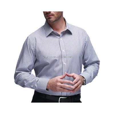 China Anti-Shrink WHOLESALE 100% COTTON STRIPE CASUAL POINT STAND COLLAR  MEN'S DRESS SHIRT for sale