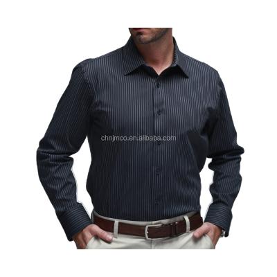 China Anti-Shrink WHOLESALE 100% COTTON STRIPE CASUAL STAND COLLAR OVERSIZED  MEN'S DRESS SHIRT for sale