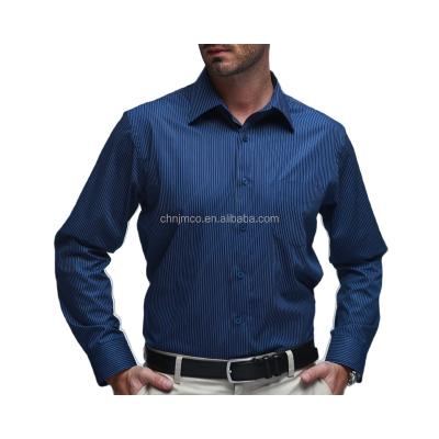 China Anti-Shrink WHOLESALE CLASSIC 100% COTTON STRIPE CASUAL STAND COLLAR OVERSIZED  MEN'S DRESS SHIRT for sale