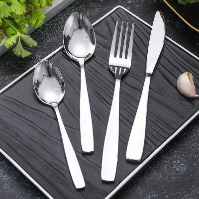 China Best Stocked Selling High Quality Stainless Steel Mirror Polish Dinner Knife Fork Spoon Flatware Set for sale