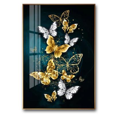 China Waterproof DIY Print Digital Crystal Porcelain Painting Art Butterfly Room Decor Painting Wall for sale